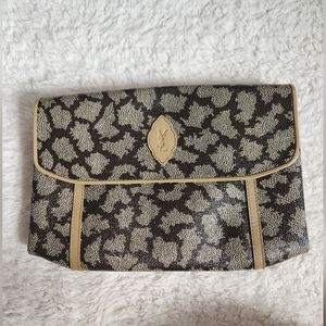 YSL Yves Saint Laurent Giraffe Print Leather Clutch Pouch